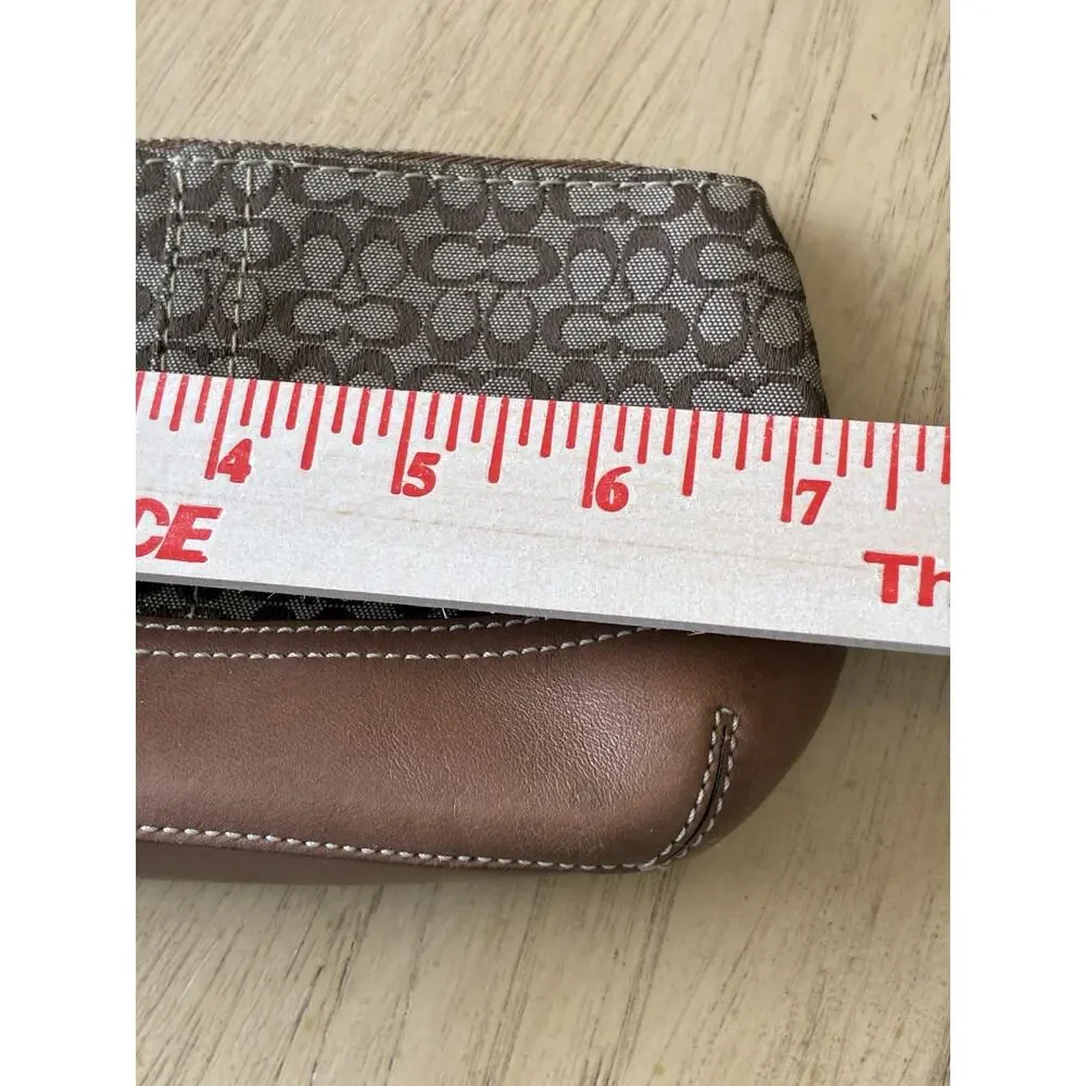 VTG Coach Signature C Mini Wristlet Clutch Pouch Brown Canvas Tan Leather Y2K